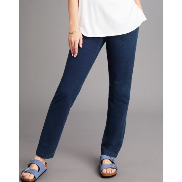 Pure Jill Indigo Slim Leg Pull-On Stretch Knit Denim Pants Women's Size Large - Picture 1 of 11